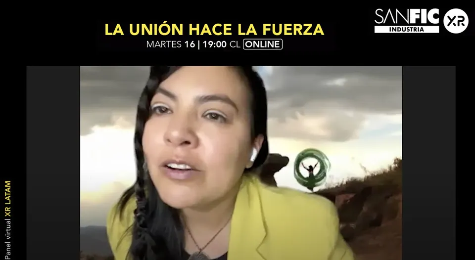 Una mujer habla en una transmisión de video titulada La unión hace la fuerza.
